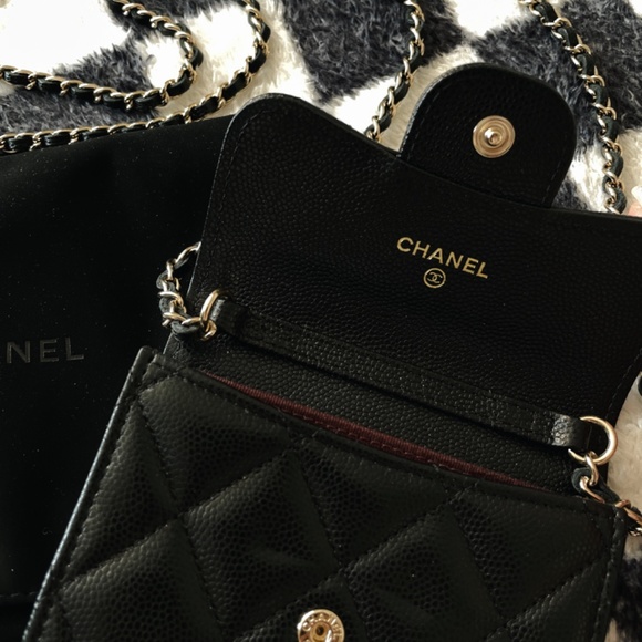 Chanel 2021 Card Holder w/ Chain Wallet Black - Picture 4 of 9